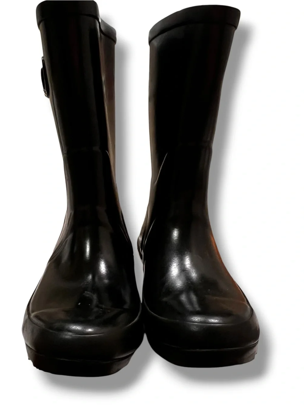 Kamik Black Shiny Rubber Rain Snow Muck Pull-On Boots Youth Girls Sz 3 EUC D-8